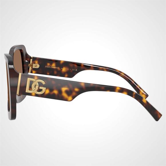 New Dolce & Gabbana Sunglasses Brown Havana Square Gold Metal DG Logo - Picture 2 of 6